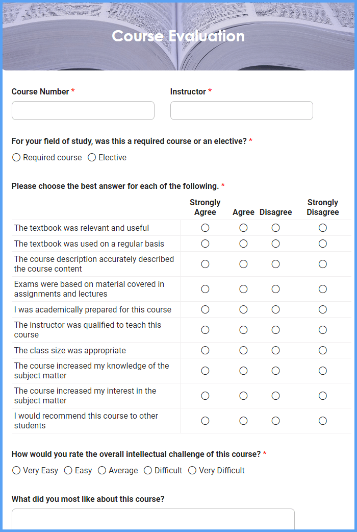 Course Evaluation Form