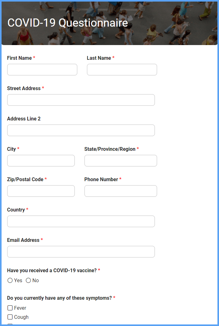 Covid Questionnaire Form