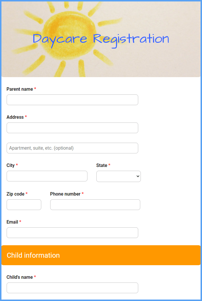 Daycare Registration Form