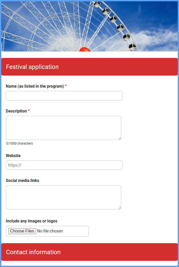 Festival Application Form