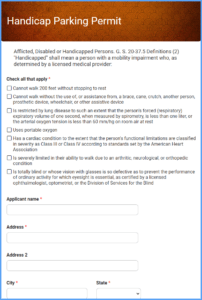 Handicap Parking Permit Form Template | Formsite