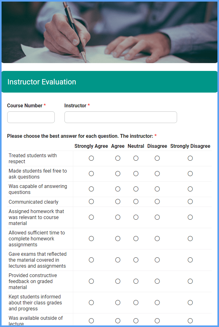 Instructor Evaluation Form