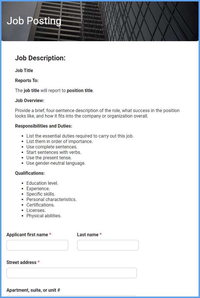Job Posting Form