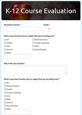 K12 Course Evaluation Form