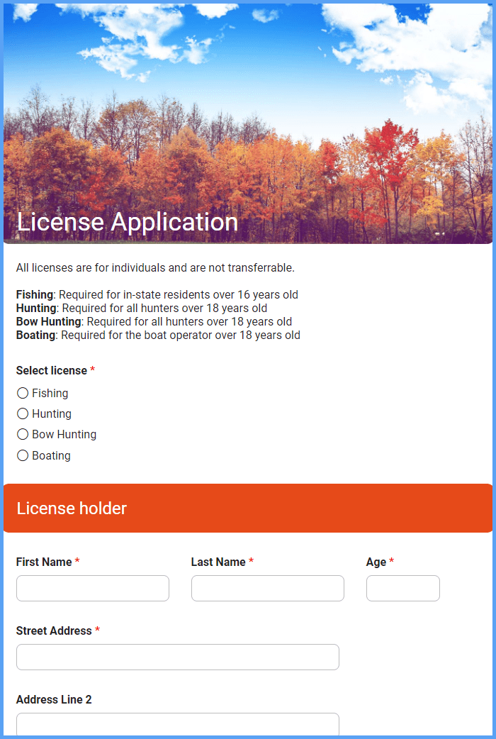 License Application Form