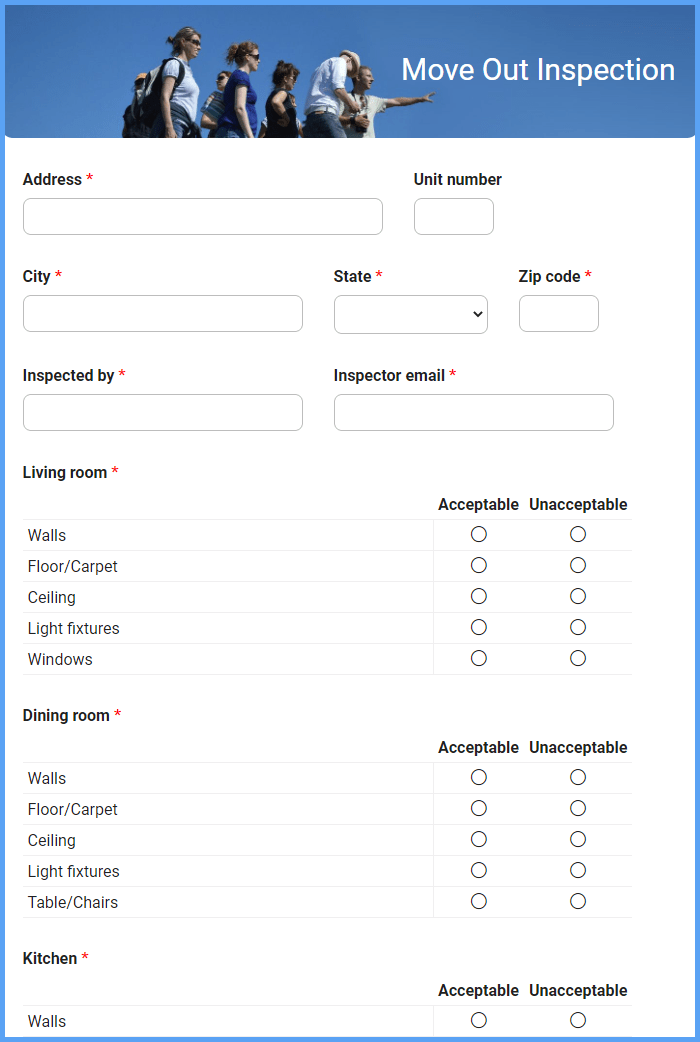 Move Out Inspection Form