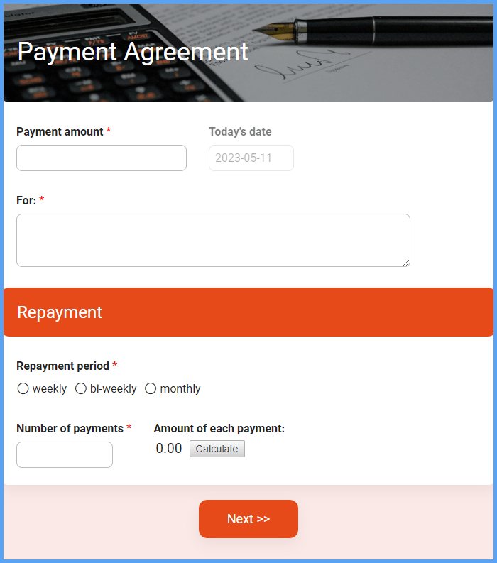 Payment Agreement Form