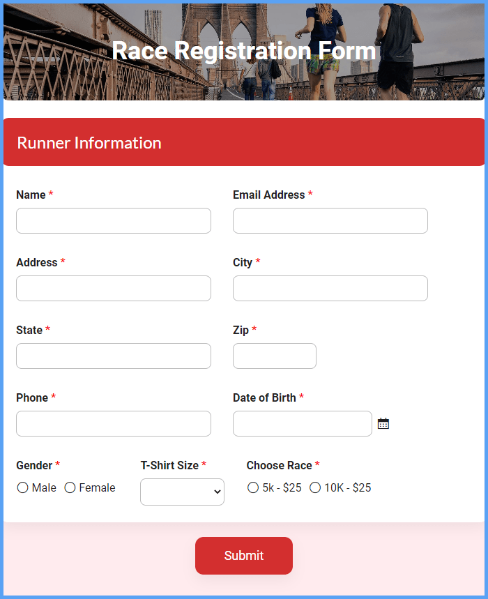 Race Registration Form