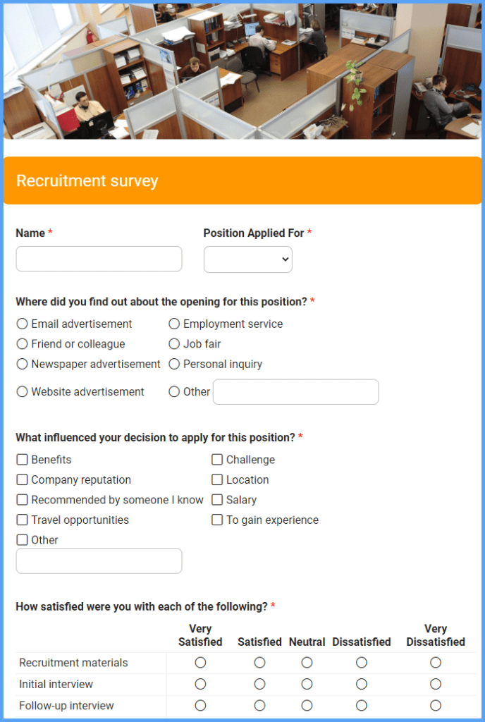 Recruitment Survey Template Formsite