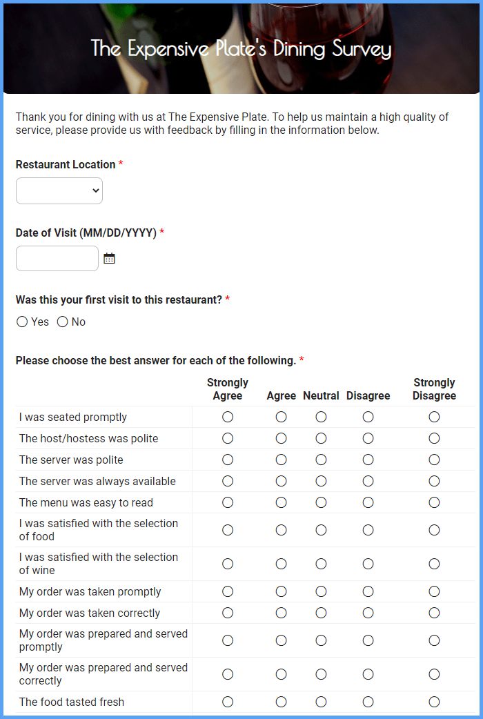 Restaurant Customer Survey