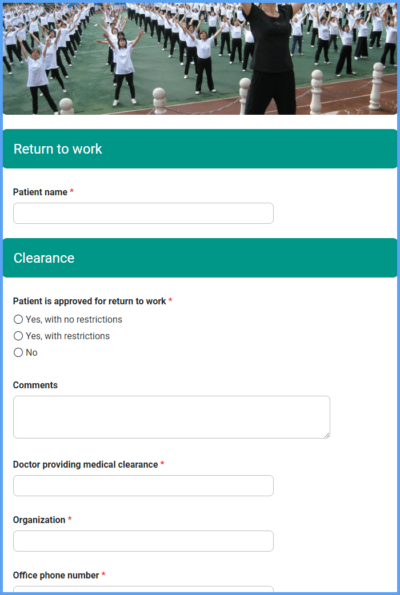 Return to Work Form Template | Formsite