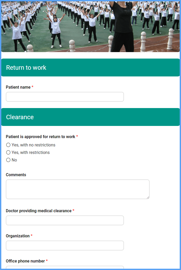 Return To Work Form
