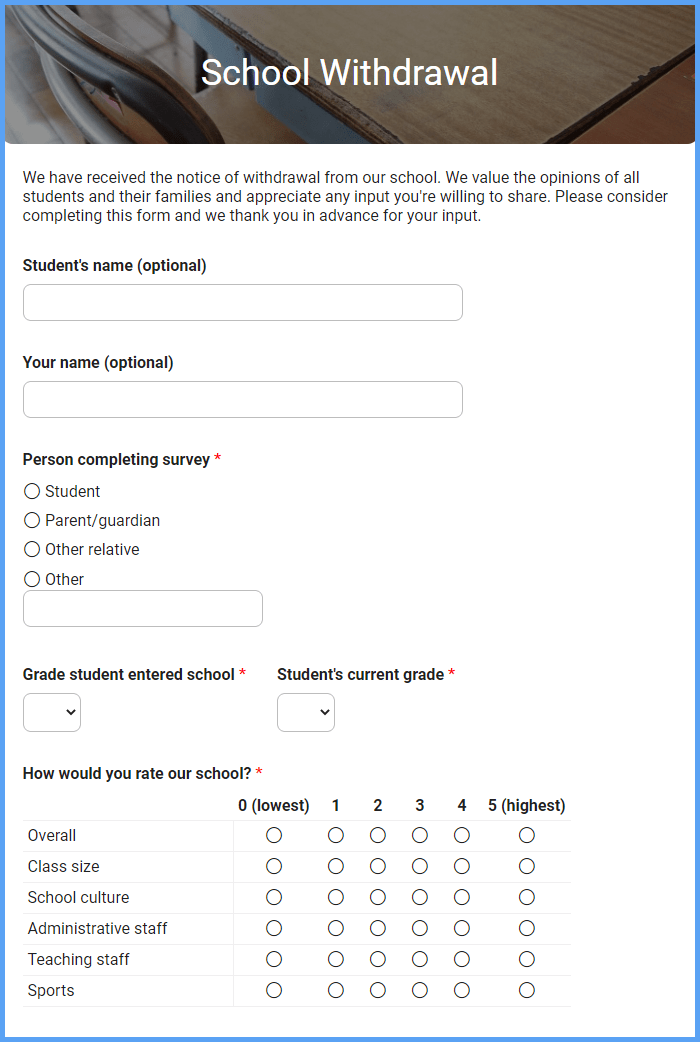 School Withdrawal Form