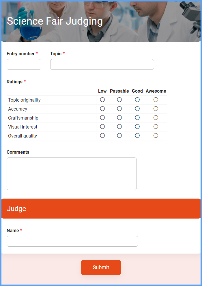 Science Fair Judging Form