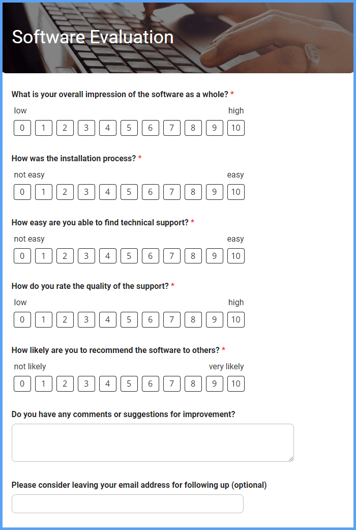 Software Evaluation Form