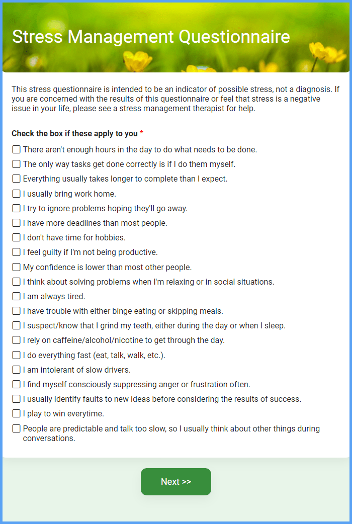 Stress Management Form