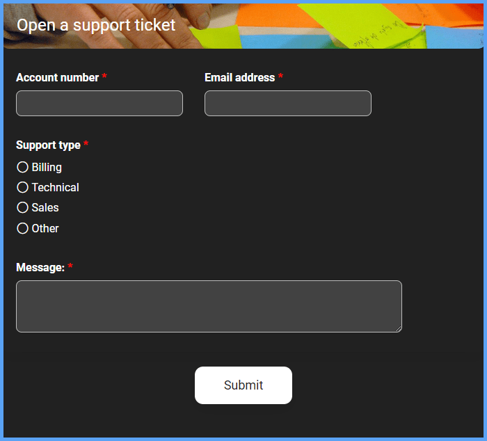 Support Ticket Form