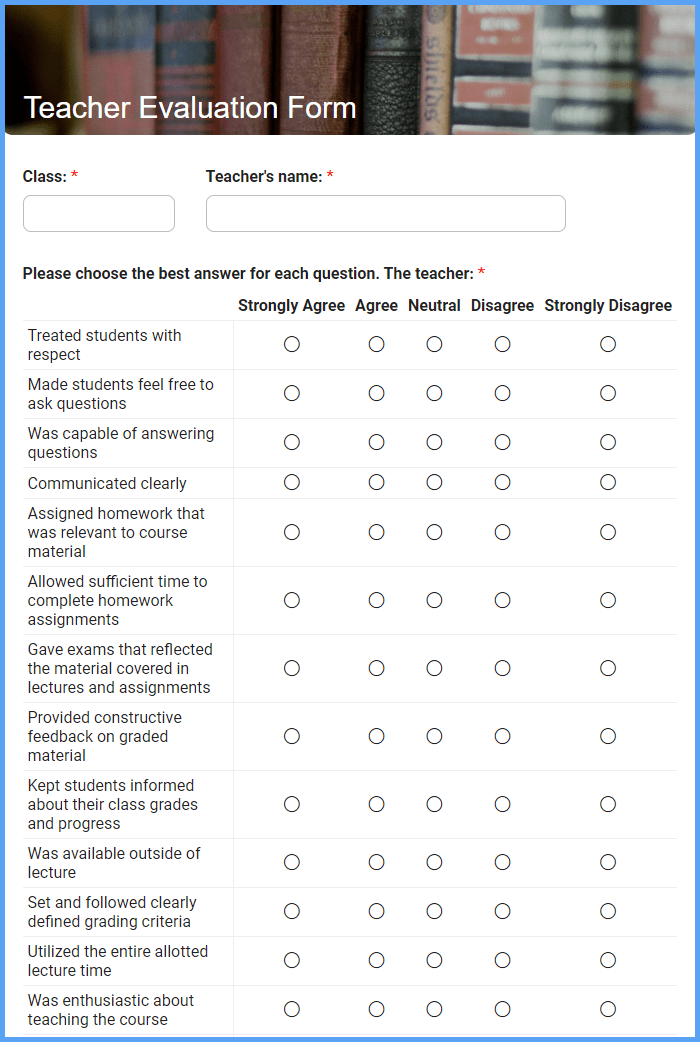 Teacher Evaluation Form