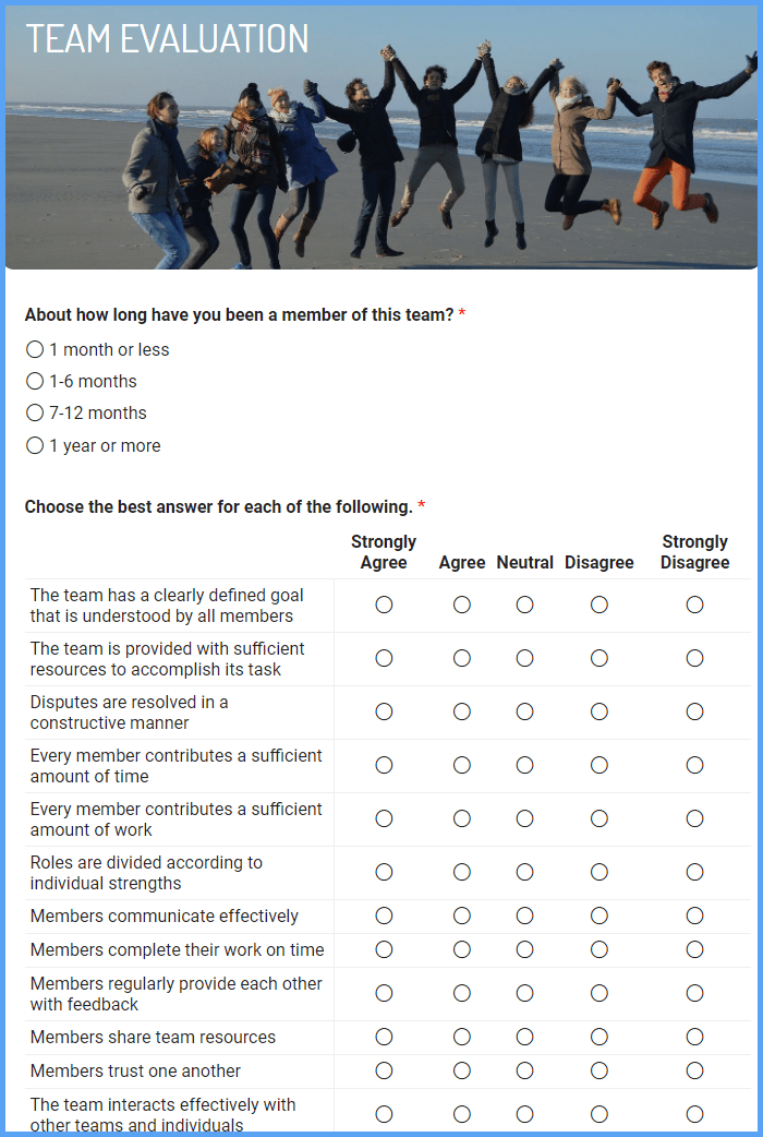 Team Evaluation Form