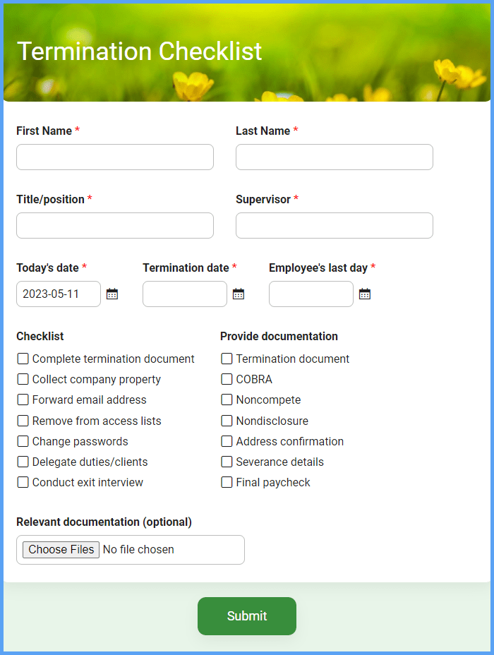 Termination Checklist Form