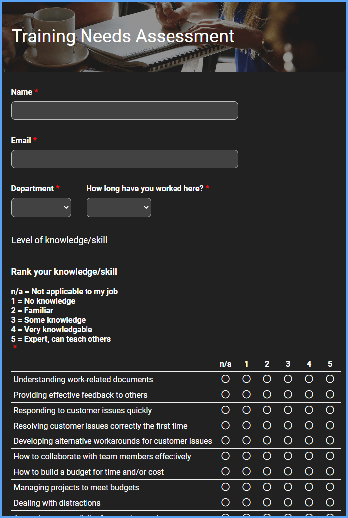 Training Assessment Form