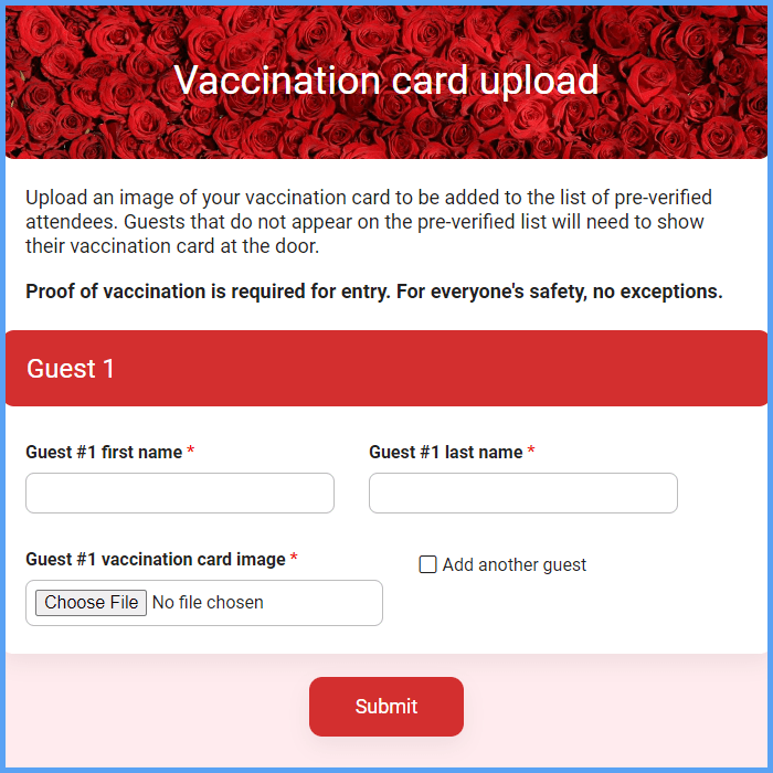 Vaccination Card Upload Form