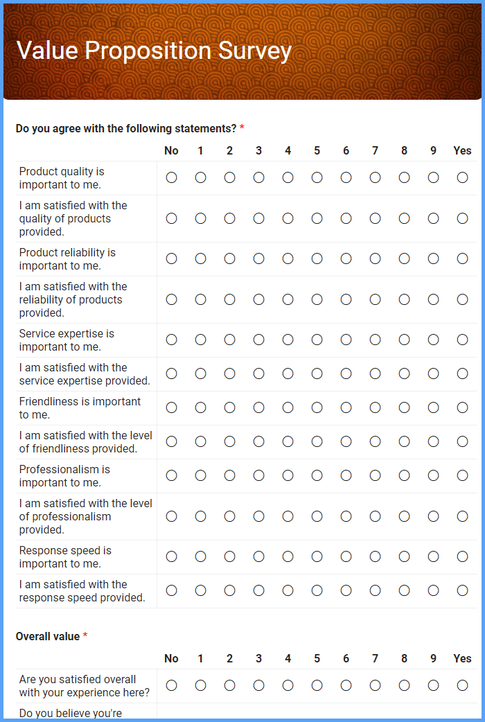 Value Proposition Survey