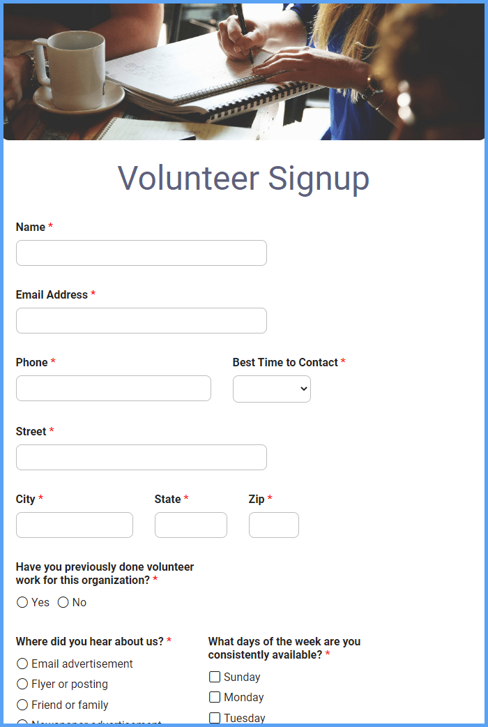 Volunteer Signup Form