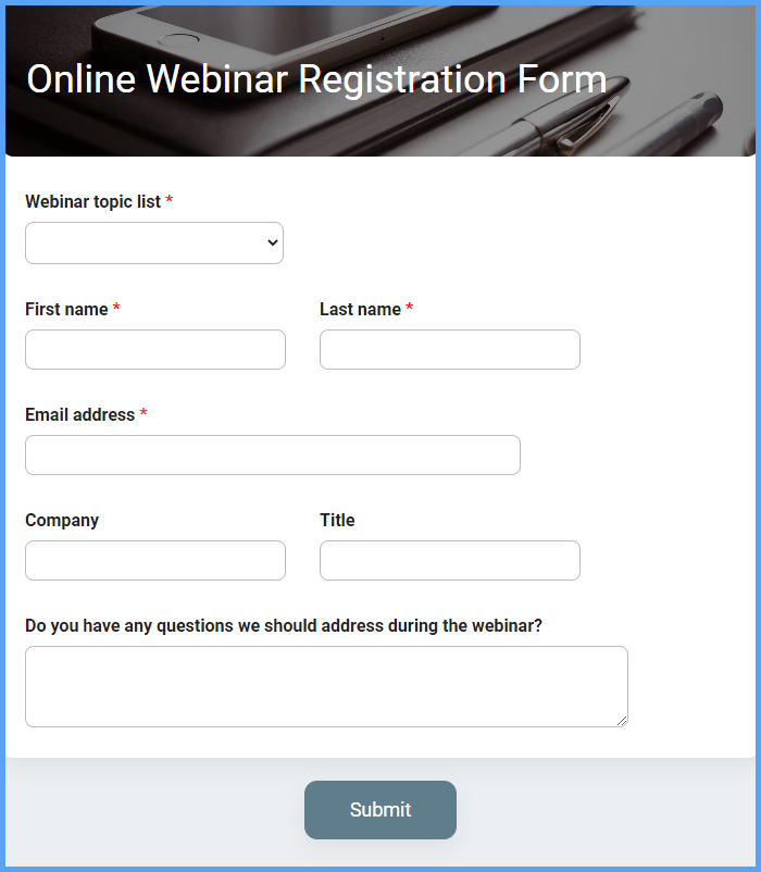 Webinar Registration Form