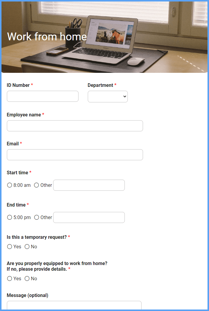 Work From Home Form