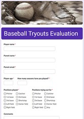 Baseball Tryouts Evaluation Form