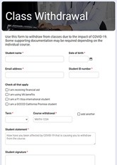 Course Withdrawal Due to COVID-19 Form