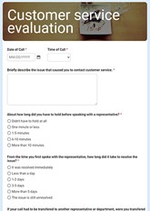 Customer Service Evaluation Form