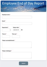 Employee End of Day Report Form