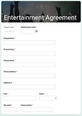 Entertainment Agreement Form