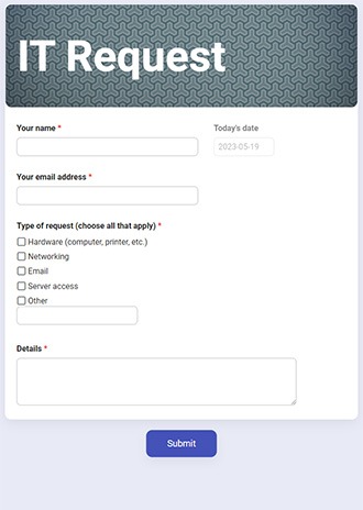 Sample request form