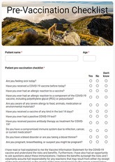 COVID-19 Pre-Vaccination Checklist