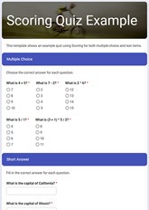 Scoring Quiz Example