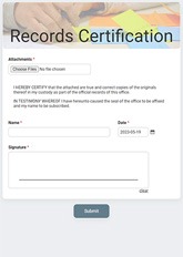 Records Certification Form