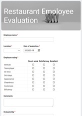 Restaurant Employee Evaluation Form