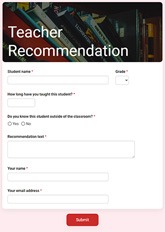 Teacher Recommendation Form