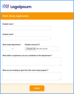 Work Study Application Form Template | Formsite