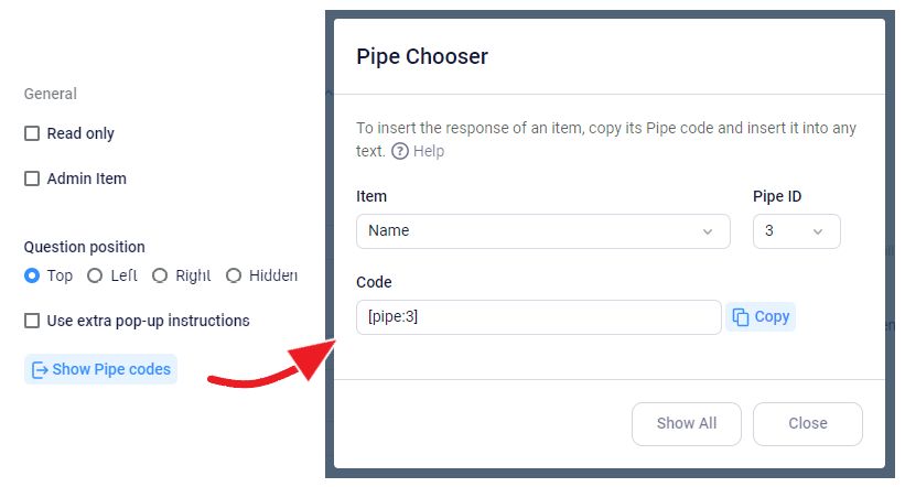 Formsite custom Notification results pipe codes