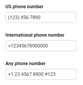 Formsite number formatting phone number examples