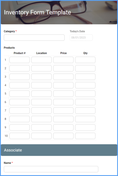 Inventory Form Template | Formsite
