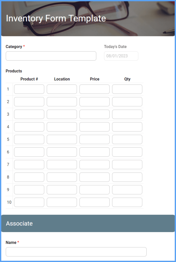 Inventory Form Template Formsite