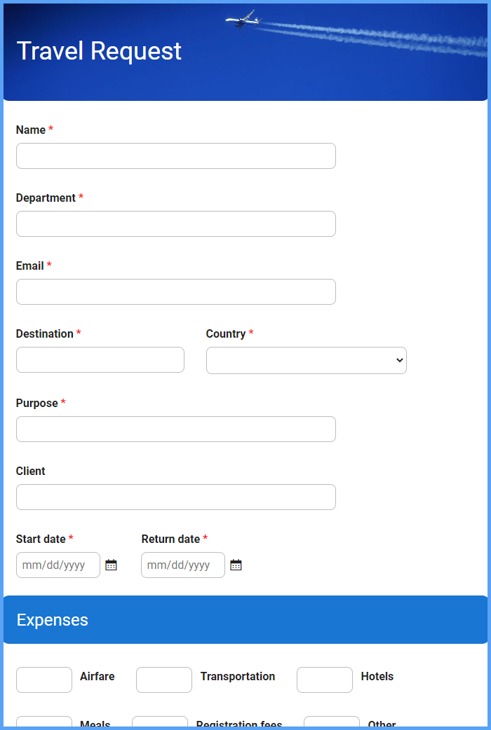 Travel Request Template Excel