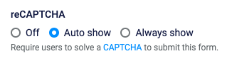 Formsite CAPTCHA settings